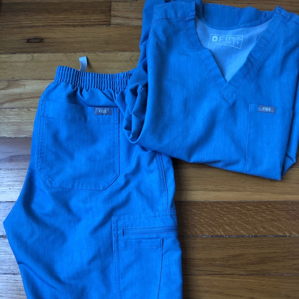 Figs Chambray Scrub Set, Sz Small